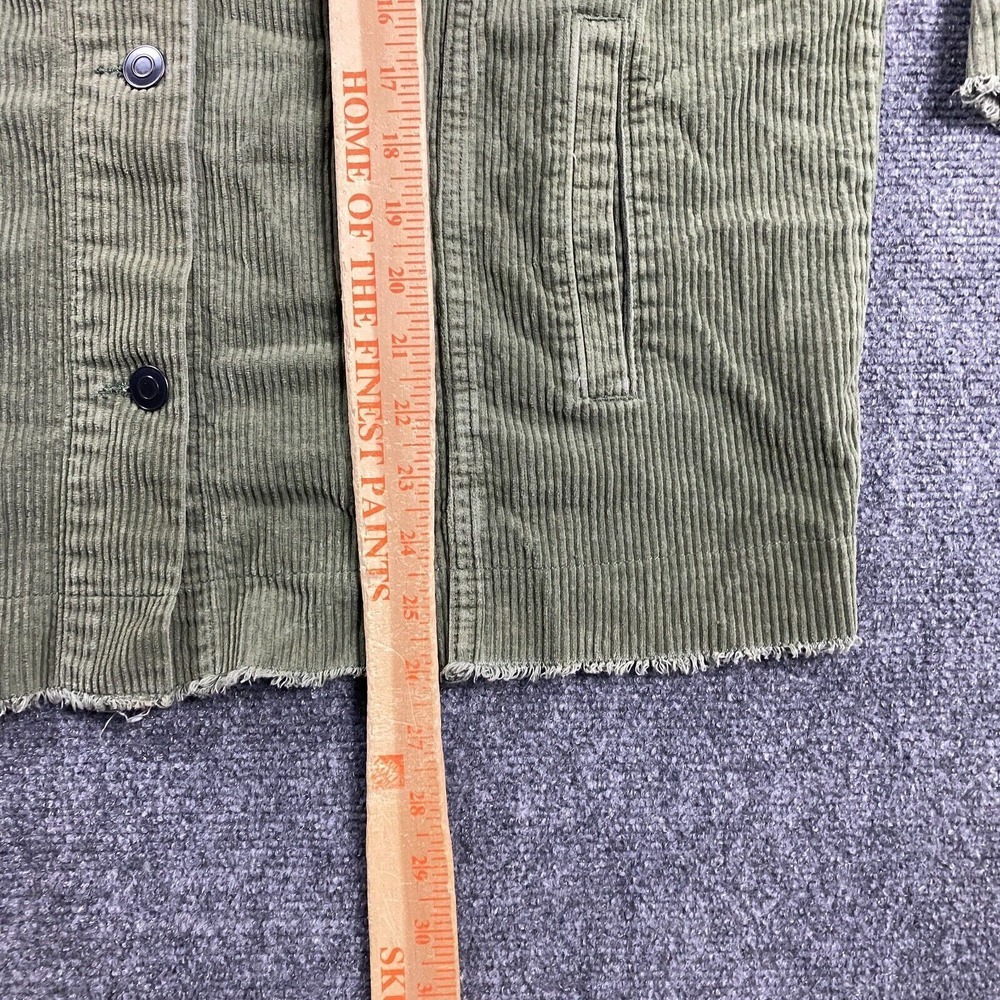 Zara Jacket Womens Small Corduroy Green Trucker Front Pockets‎ Outerwear Frayed - Picture 5 of 10